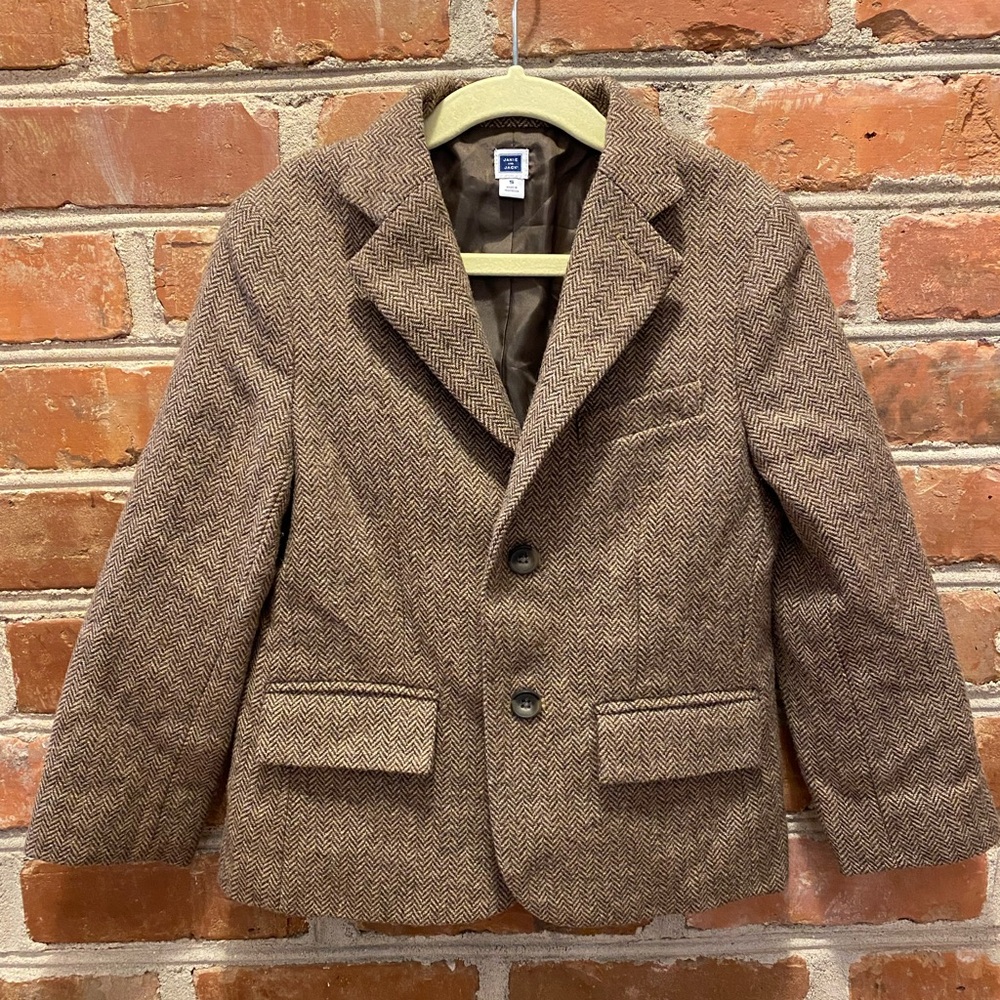 Boys Janie and Jack brown herringbone blazer size 5
